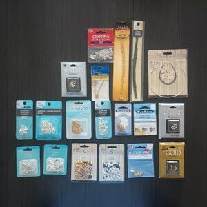JEWELRY MAKING SUPPLIES LOT JUMP RINGS CLASPS CHAINS CRIMP BEADS SPACERS PENDANT